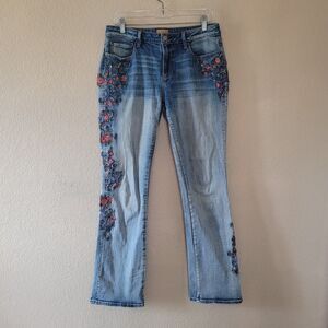Driftwood Kelly Floral Embroidered Bootcut Jeans 30 31x32 Mid Rise Boho Western